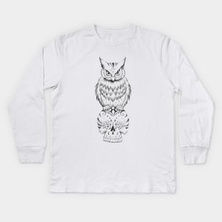 owl and sugar skull Kids Long Sleeve T-Shirt